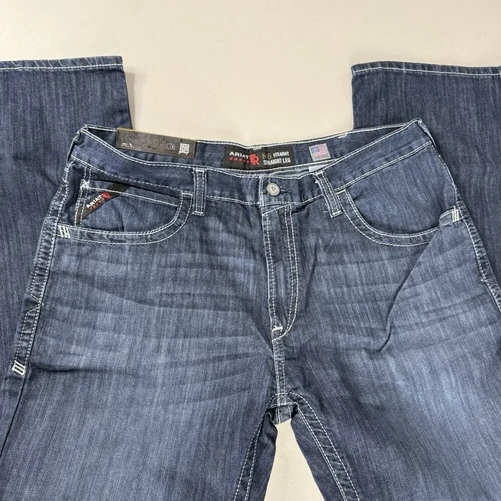 Ariat Work M5 Fr Jeans Mens 38x34 Straight Leg Fit Blue Denim